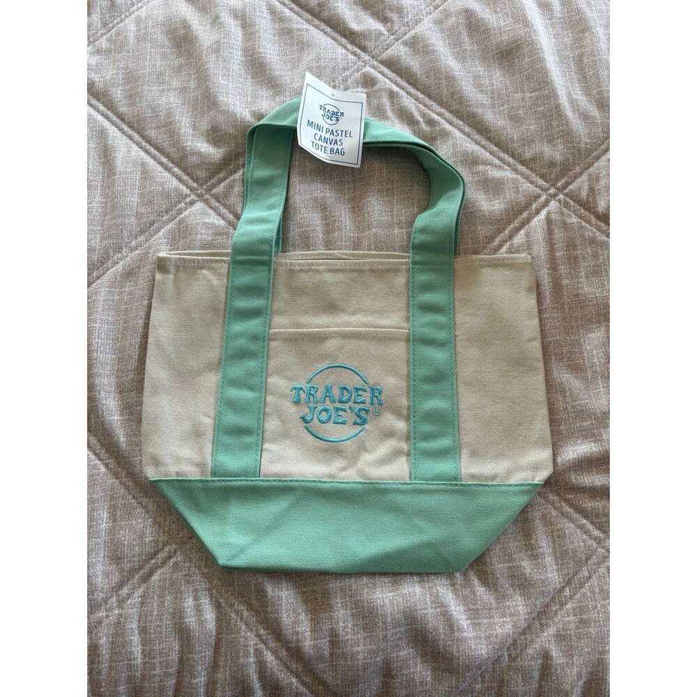 Trader Joe's: Pastel Green Mini Canvas Tote Bag - NWT, Unused - Limited Edition